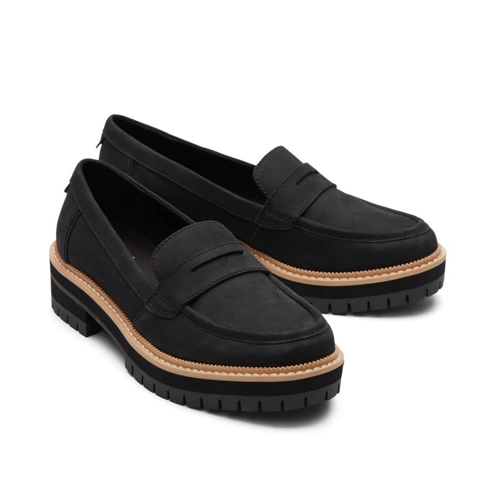 TOMS Cara Loafer in Black Leather (NWT)